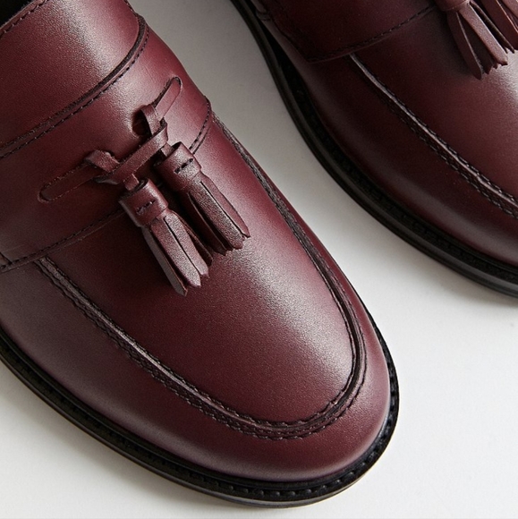 Size 12 - Uo maroon black tassel leather loafer slip on shoes main image 4